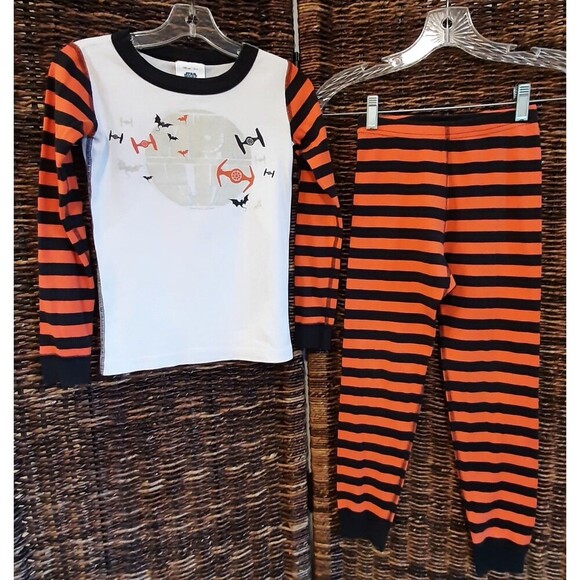 Hanna Andersson Star Wars Boys 2 PC Pajama Set Orange 8 Striped Organic Cotton - Picture 1 of 7
